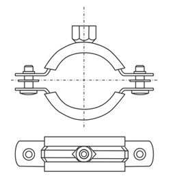 Трубный хомут DG2 TORK с комбинированной гайкой и резиновым профилем