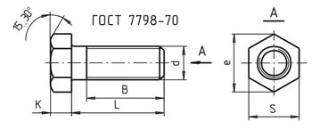 Болт с шестигранной головкой ГОСТ 7798-70 оцинкованный